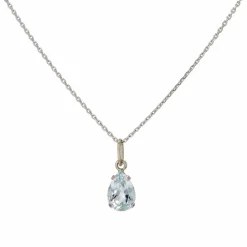 Pendentif aigue-marine or blanc