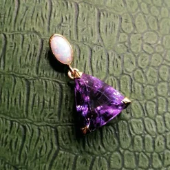 Pendentif Améthyste et Opale or jaune