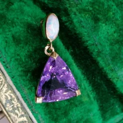 Pendentif Améthyste et Opale or jaune