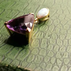 Pendentif Améthyste et Opale or jaune
