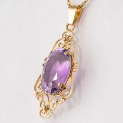 Pendentif améthyste or rose