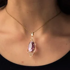 Pendentif améthyste or rose
