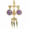 Pendentif ancien améthystes perles fines émail noir