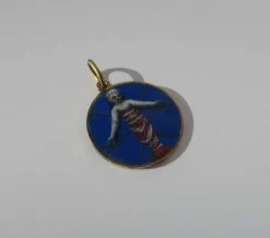 Pendentif ancien biface émail fleur de Lys Jésus