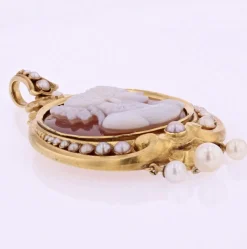 Pendentif ancien Camée et Perles fines