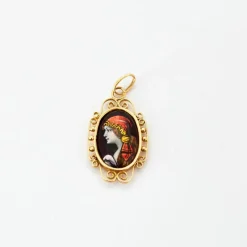 Pendentif ancien émaux de Limoges or jaune