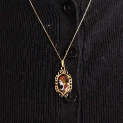 Pendentif ancien émaux de Limoges or jaune