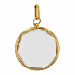 Pendentif ancien médaillon en or et verre facetté