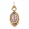 Pendentif ancien miniature sur nacre et perles fines