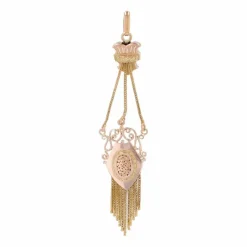 Pendentif ancien Napoléon III ors rose et jaune écusson