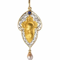 Pendentif ancien Vierge saphir perle fine