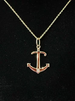 Pendentif Ancre or jaune et diamant