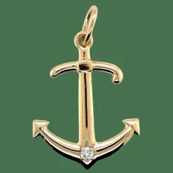 Pendentif Ancre or jaune et diamant