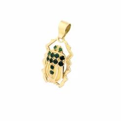 Pendentif animalier en or jaune et émeraudes