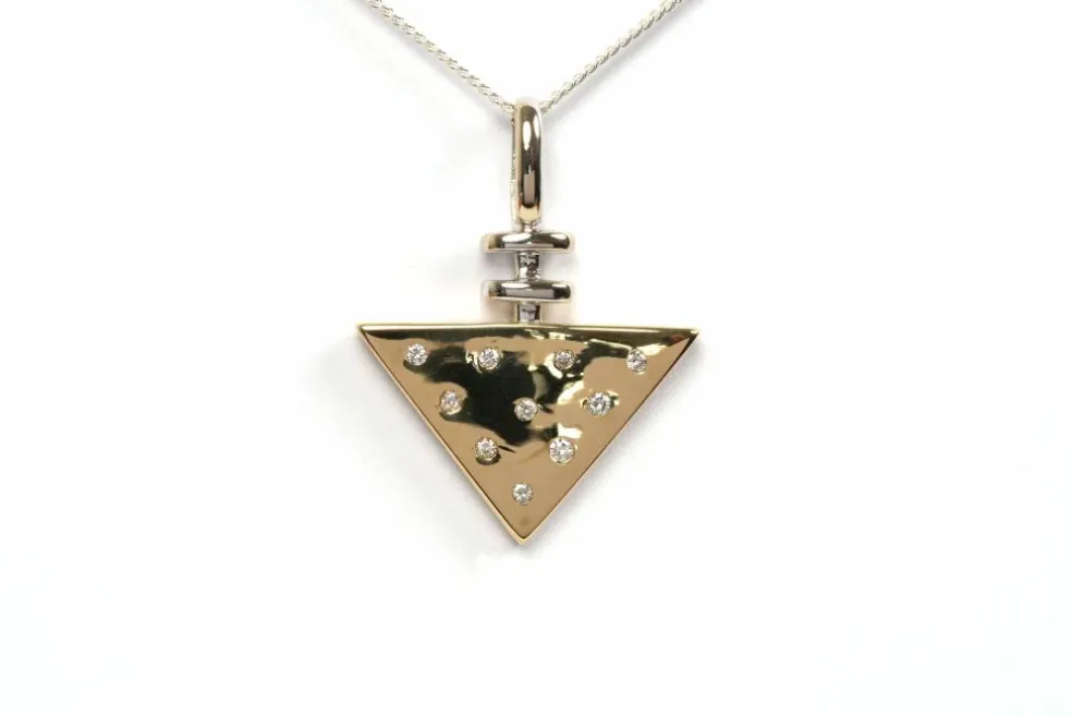 Pendentif années 70 en or jaune et blanc, diamants