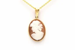 Pendentif Années 70 en or jaune 18 carats serti d'un camée