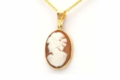 Pendentif Années 70 en or jaune 18 carats serti d'un camée