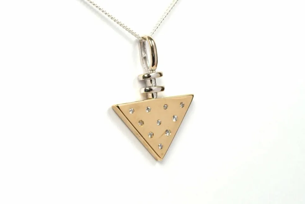 Pendentif années 70 en or jaune et blanc, diamants
