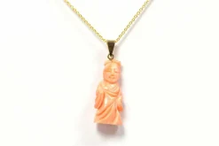 Pendentif années 70 or jaune et corail