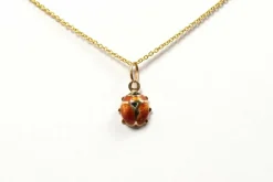 Pendentif années 70 or jaune serti d'émail