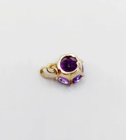Pendentif antique or jaune améthyste 1,60 carats serti griffes (circa 1900)