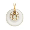 Pendentif Araignée Vintage Opale Camphre Verre Or Jaune
