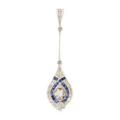 Pendentif art déco ancien diamants saphirs