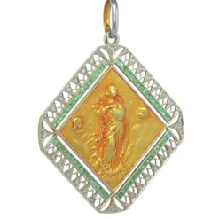 Pendentif Art déco diamants et émeraudes