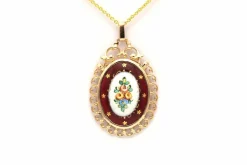 Pendentif Art Déco en or jaune 18 carats serti d'émail