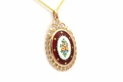Pendentif Art Déco en or jaune 18 carats serti d'émail