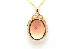 Pendentif Art Déco en or jaune 18 carats serti d'émail