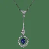 Pendentif Art Déco en platine, diamants et saphir, vers 1920.