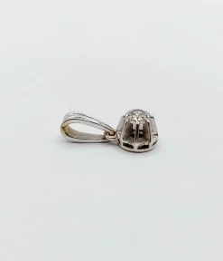 Pendentif art deco or blanc 18k diamant taille brillant 0,15 carats