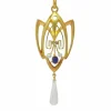 Pendentif Art Nouveau avec diamants, saphir et perle rare
