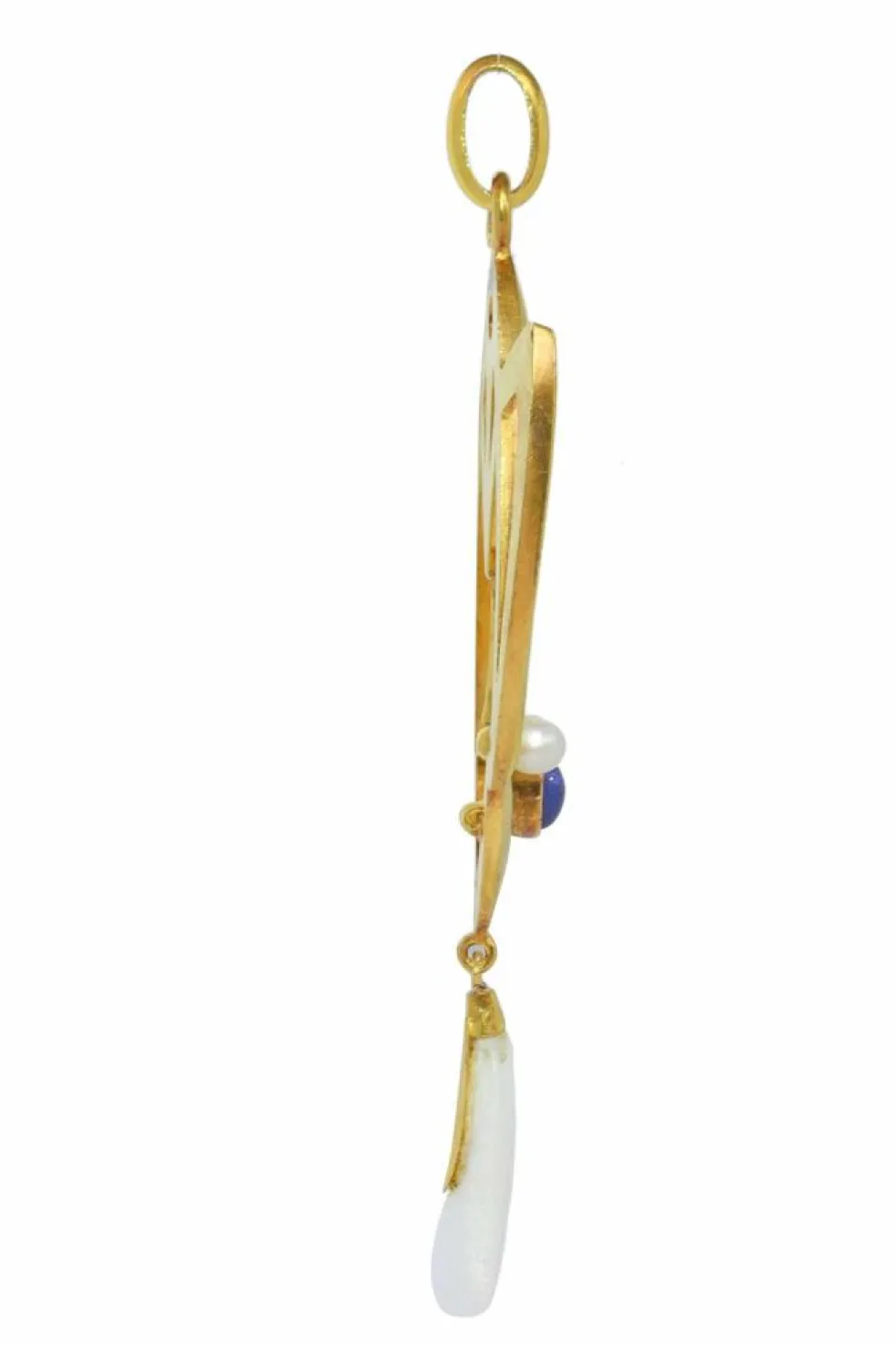 Pendentif Art Nouveau avec diamants, saphir et perle rare