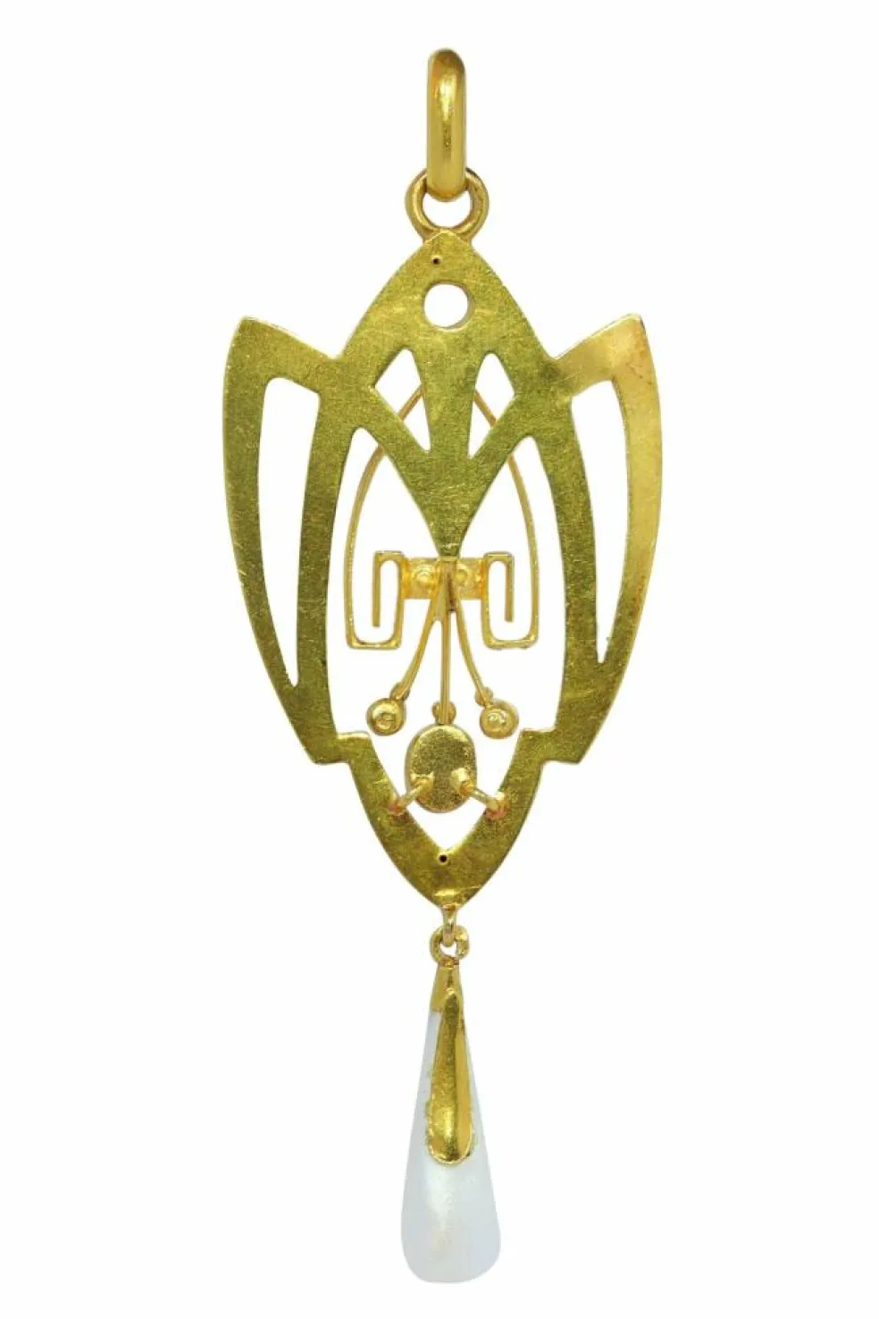 Pendentif Art Nouveau avec diamants, saphir et perle rare