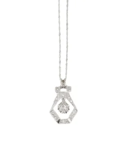 Pendentif Art-Déco Or blanc Platine Diamants