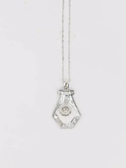 Pendentif Art-Déco Or blanc Platine Diamants