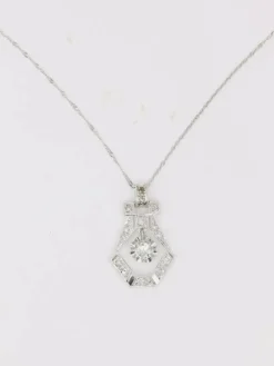 Pendentif Art-Déco Or blanc Platine Diamants