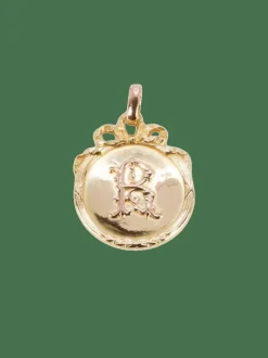 Pendentif Art-Nouveau lettre R or jaune