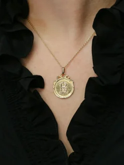 Pendentif Art-Nouveau lettre R or jaune