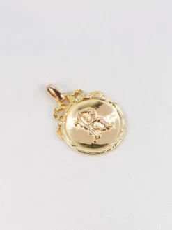 Pendentif Art-Nouveau lettre R or jaune