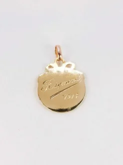 Pendentif Art-Nouveau lettre R or jaune