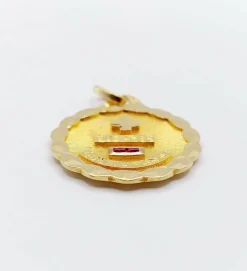 Pendentif AUGIS médaille d'amour 22mm or 18k et rubis :