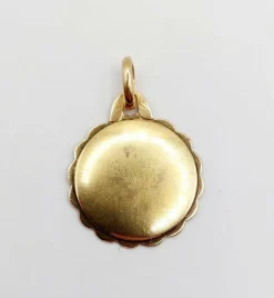 Pendentif AUGIS médaille d'amour 19MM or rose 18k et rubis :