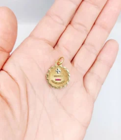 Pendentif AUGIS médaille d'amour 19MM or rose 18k et rubis :