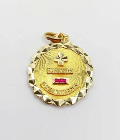 Pendentif AUGIS médaille d'amour 22mm or 18k et rubis :