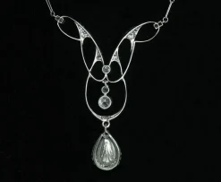 Pendentif Belle Époque en platine, perle fine et brillants