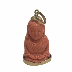 Pendentif Bouddha en or 18 carats et corail