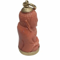 Pendentif Bouddha en or 18 carats et corail